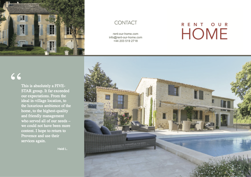 Rent Our Home brochure