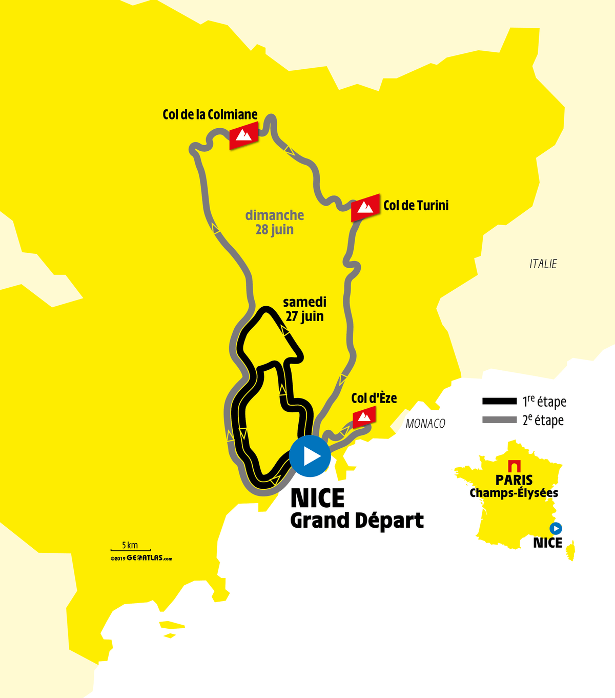 Tour de France grand depart map Nice 2020
